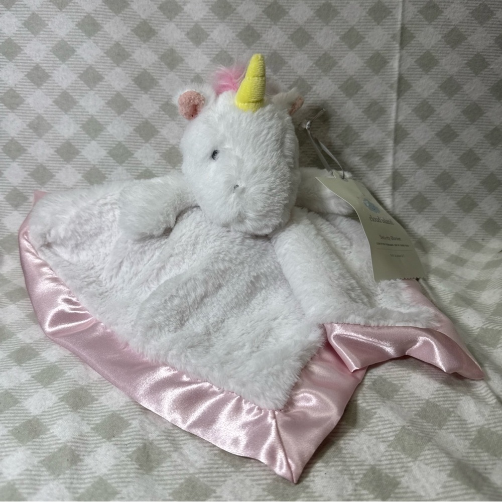Cloud Island Unicorn Lovey Baby Security Soft Blanket Pink Satin Plush 14" NWT